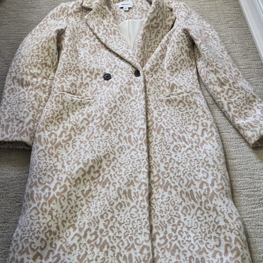 Nine West Beige Leopard Print Trench Coat